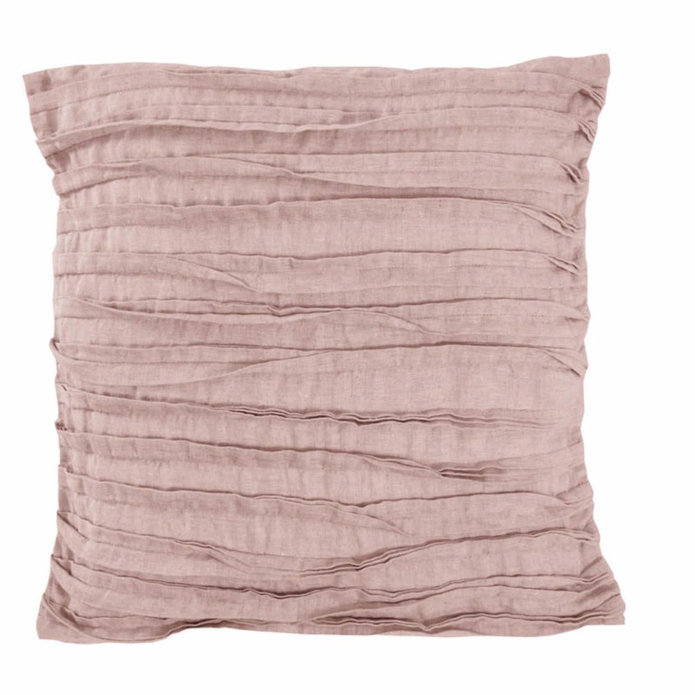 Lazy Linen Plain Ruffle Cushion in Mellow Pink